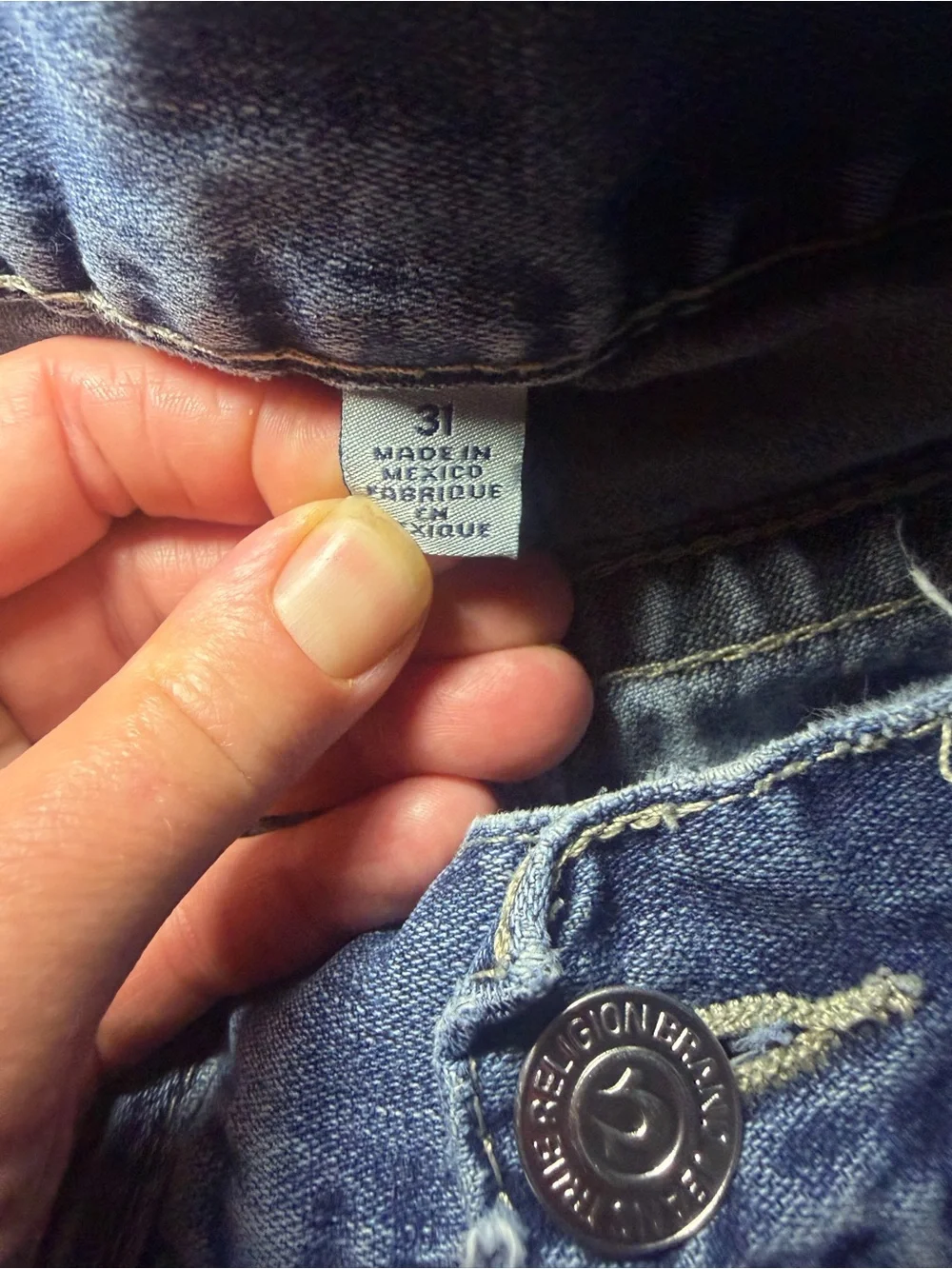 VTG Y2K True Religion Ricky Relaxed Straight Worn Ripped Flap Pocket 31x32